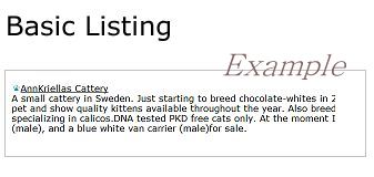 Basic cattery listing